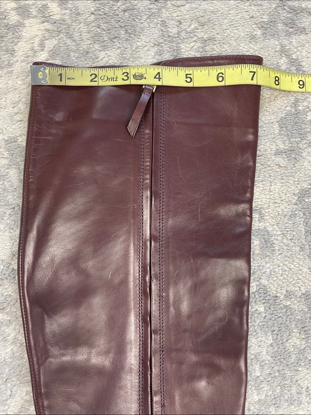 Vince Camuto Signature Fabina Dark Burgundy Purple Leather Heeled Boots 9.5 - Picture 9 of 16